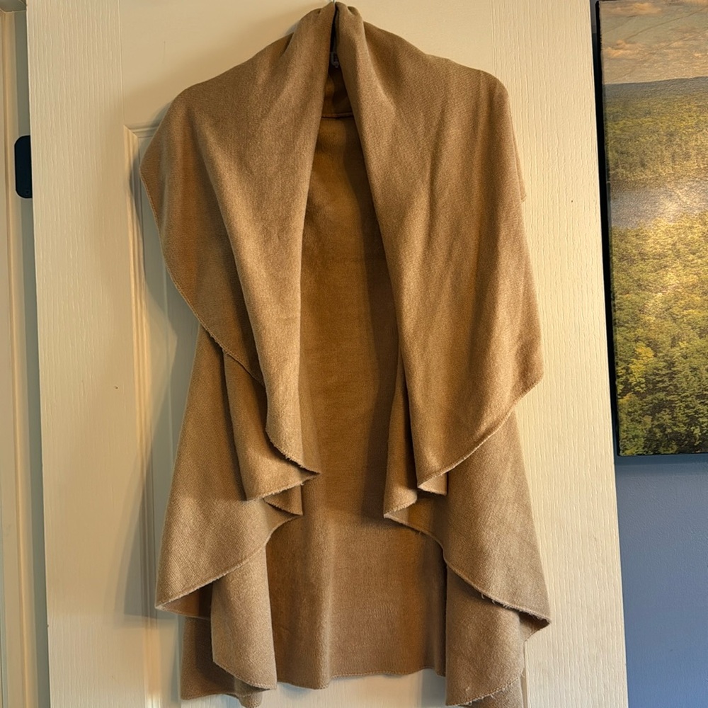 LOOK- Tan sweater vest with cowl neck